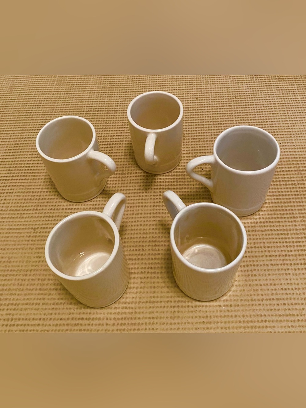 Set of 5 Moravian Ceramic Lovefeast Mugs ☕️. Handmade.Wheel Thrown.Glossy White.